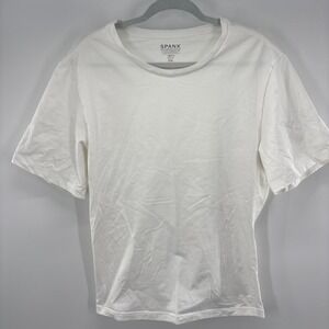 Spanx Shirt Womens XXL White Cotton Compression Undershirt Short Sleeve Base